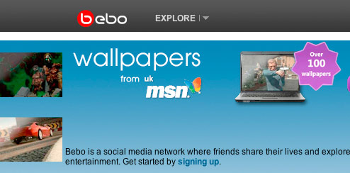 MSN - Bebo Homepage Takeover