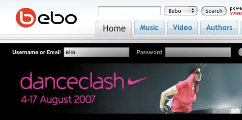 Nike Dance Clash - Bebo Homepage Takeover