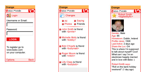 Bebo Mobile User Interface Design